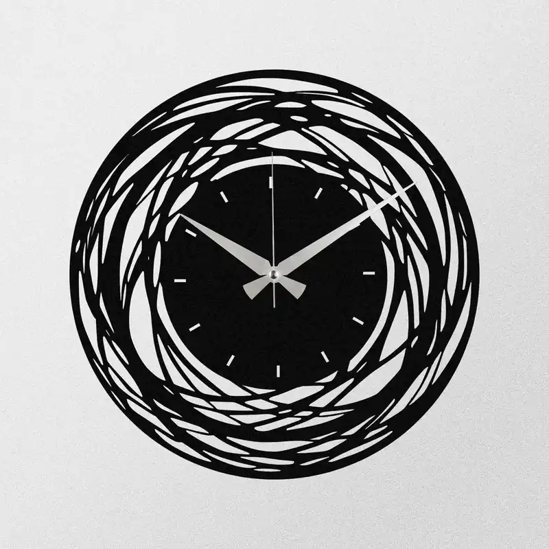 Ofertă exclusivă Ceas de perete Enzoclock S022, metal, negru, 48 x 48 cm