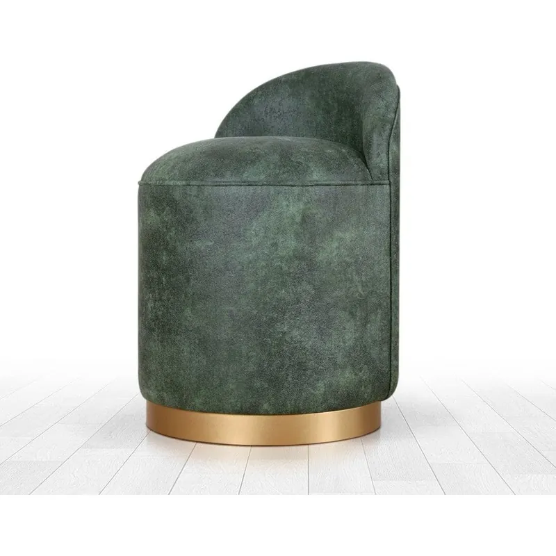 Calitate înaltă Taburet LUTON, verde/auriu, piele intoarsa, 45x45x50 cm