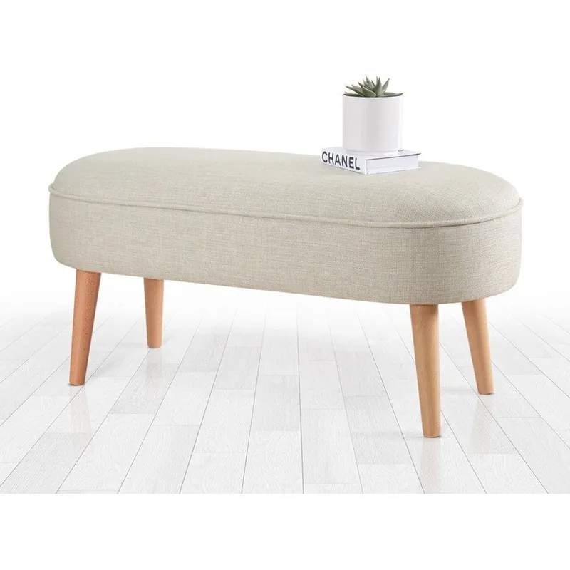 Bancheta LEDNOK, stofa clasica crem, 100x40x47 cm Promoție