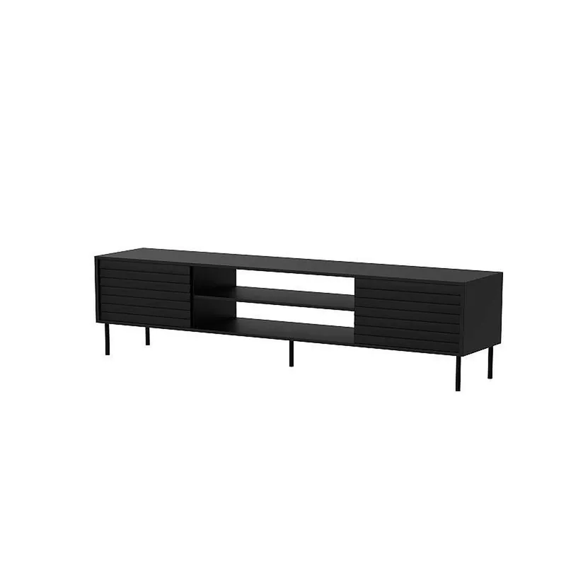 Comoda TV CORTINA, negru, PAL laminat, 180x40x60 cm Expediere rapidă