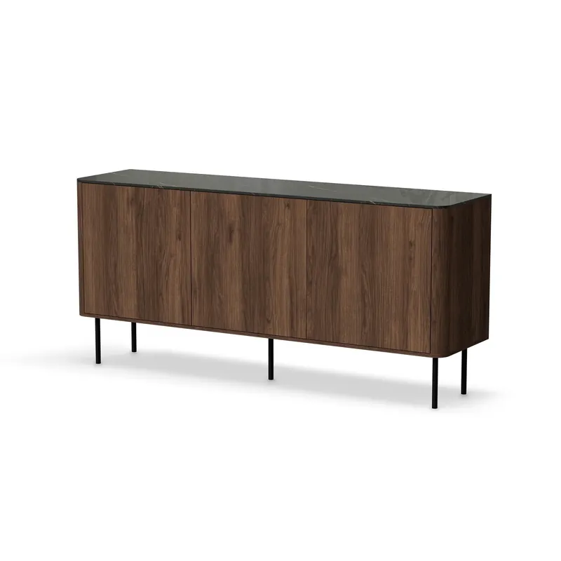 Comoda SOLANO KM-1, nuc/negru, PAL laminat, 160x40x77 cm Promoție