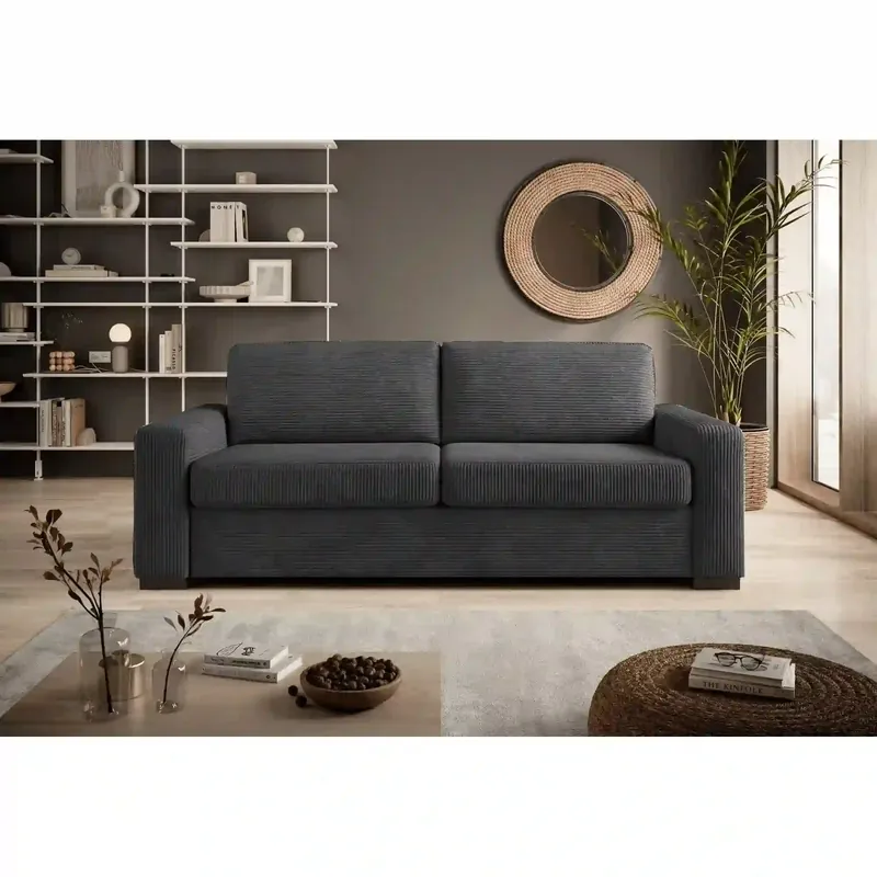 Canapea extensibila VANILLA 160, stofa catifelata gri grafit - Riviera 96, Gama Premium, 220x98x87 cm Ofertă specială