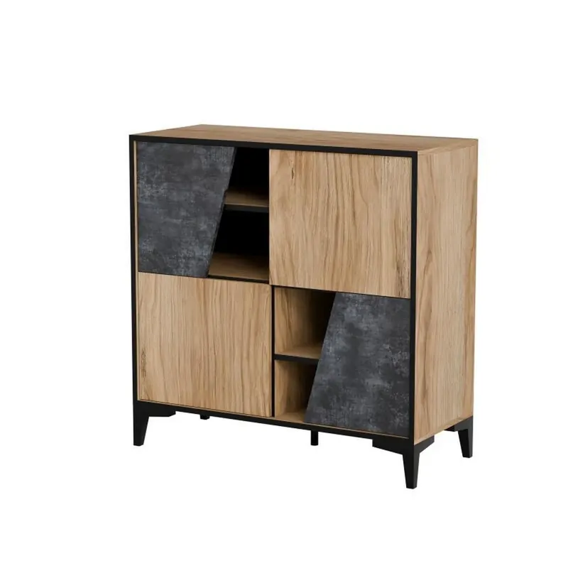 Comoda OVO, stejar/gri beton, PAL laminat, 90x38x90 cm Chilipir