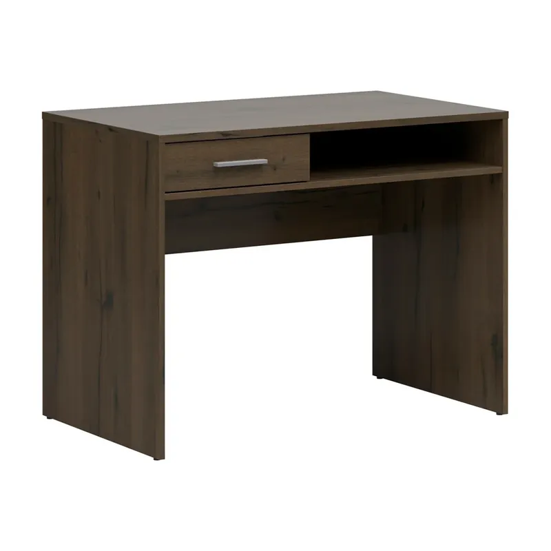 Premium Birou NEPO PLUS, stejar inchis, PAL laminat, cu un sertar, 100x59x76 cm