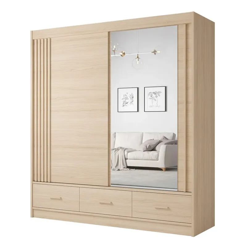 Dulap CANADA CA11-200, stejar riva, PAL, cu 2 usi si 3 sertare, 200x60x215 cm Chilipir