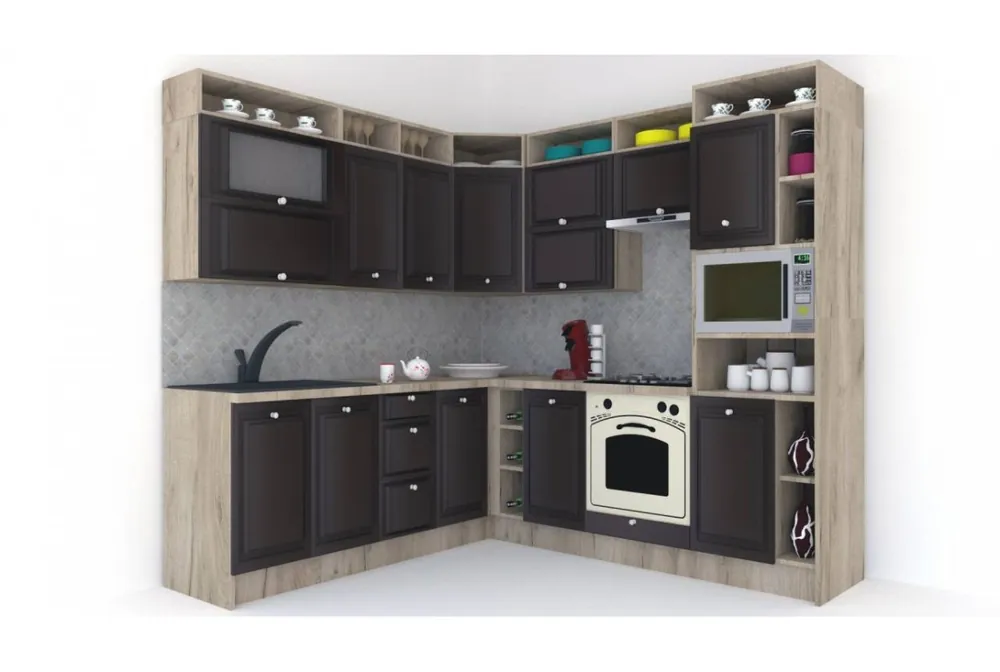 Popular Bucatarie de Colt LEEA ART CORNER FRONT MDF ELBA 220-240 DR. K002 / decor 176