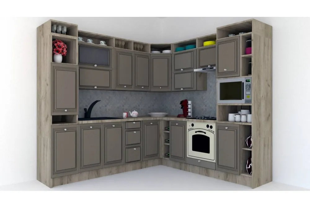 Bucatarie de Colt LEEA ART CORNER FRONT MDF EKRAN 240-260 DR. K002 / decor 200 Discount