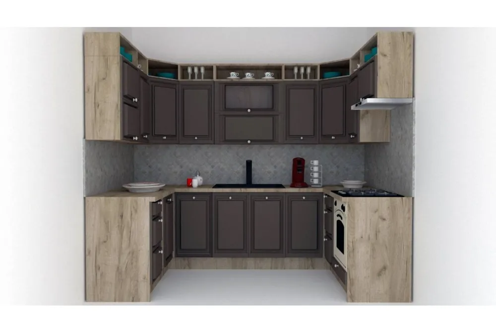Plată securizată Bucatarie de Colt LEEA ART U FRONT MDF REGULARNY 160-280-160 K002 / decor 218