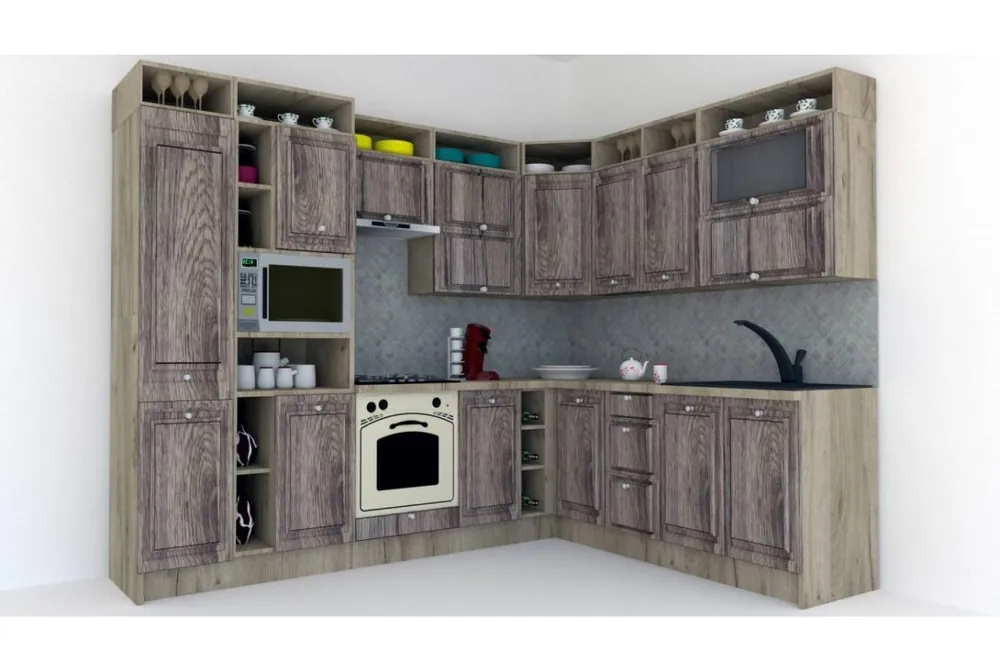 Bucatarie de Colt LEEA ART CORNER FRONT MDF FRESCO 220-280 ST. K002 / decor 213 Doar azi