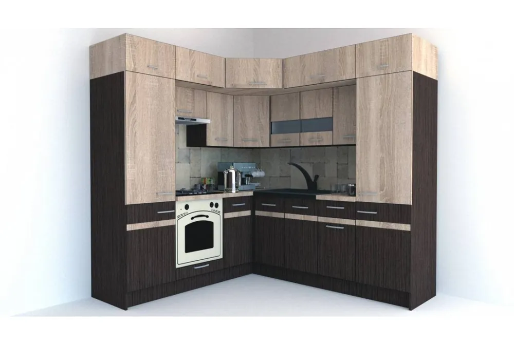 Ofertă exclusivă Bucatarie de Colt BIG GENA NEW DR. 210-230, Wenge / Stejar Sonoma