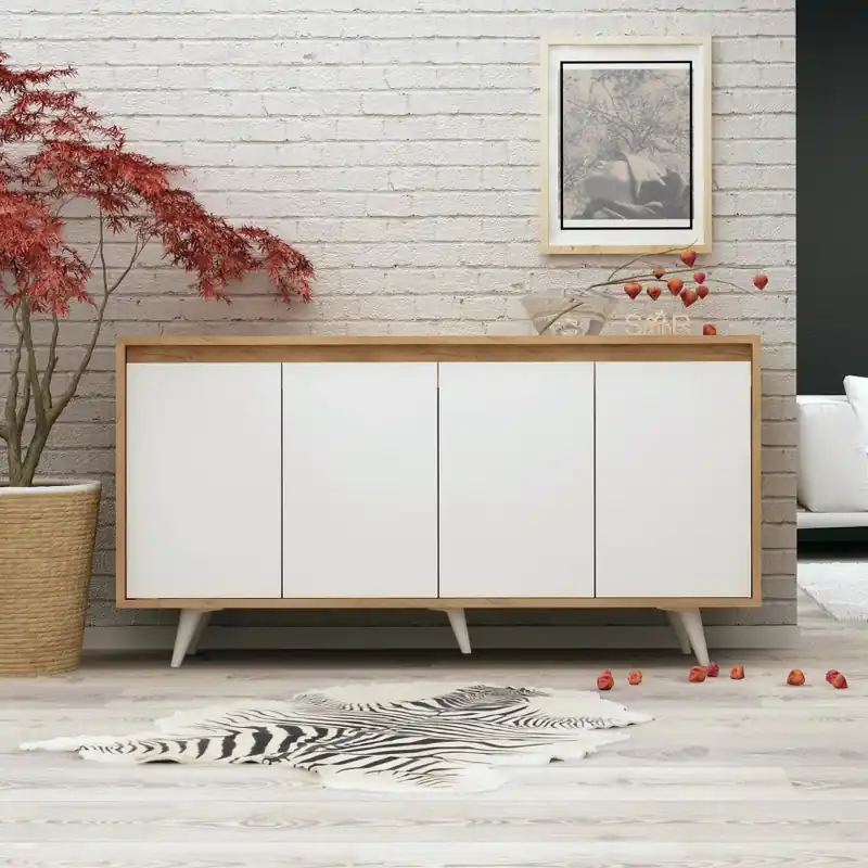 Ieftin Dulap SHANS 86x140 cm maro/alb