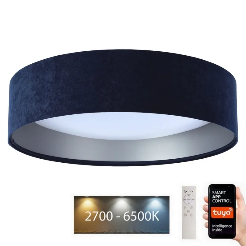Preț redus Lumină de plafon LED reglabilă SMART GALAXY LED/36W/230V diametru 55 cm 2700-6500K Wi-Fi Tuya albastru/argintiu + telecomandă