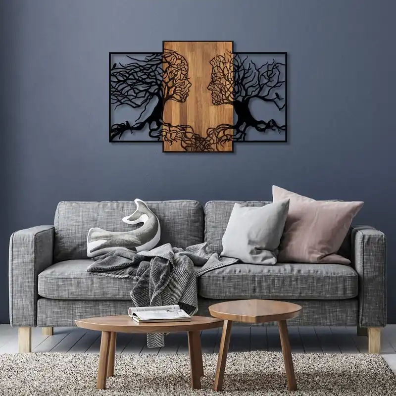 Reducere specială Decorațiune de perete 125x79 cm lemn/metal pomii vieții