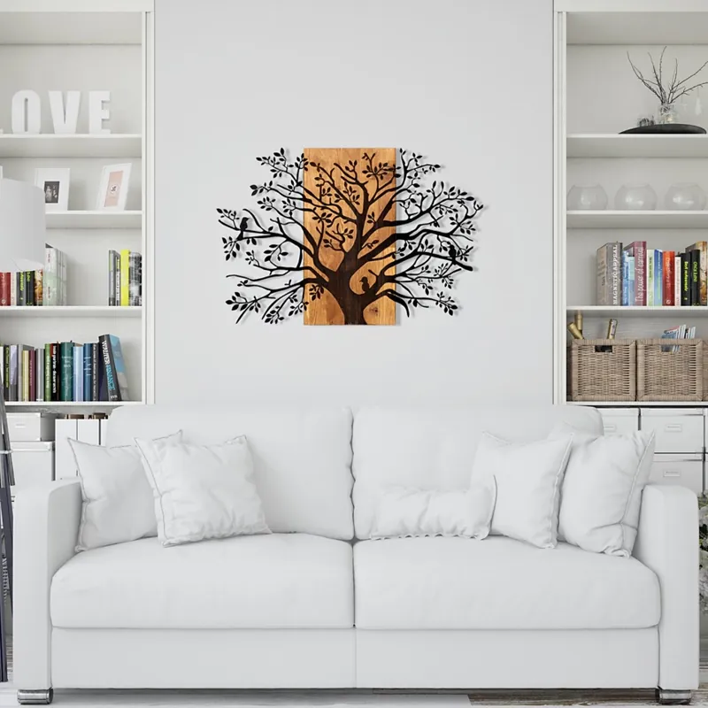 Decorațiune de perete 85x58 cm lemn/metal copac Preț mic