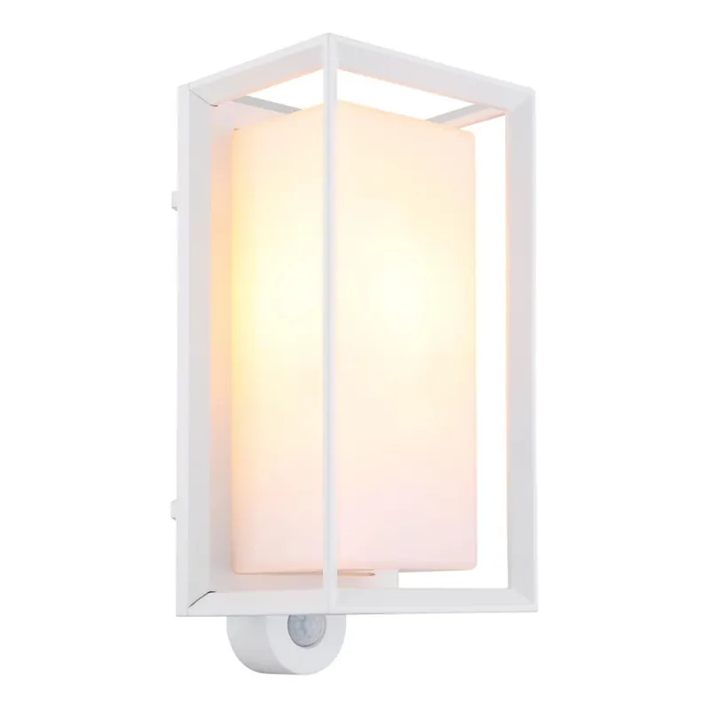 Aplică de exterior cu senzor Globo 1xE27/60W/230V IP44 alb Retur ușor
