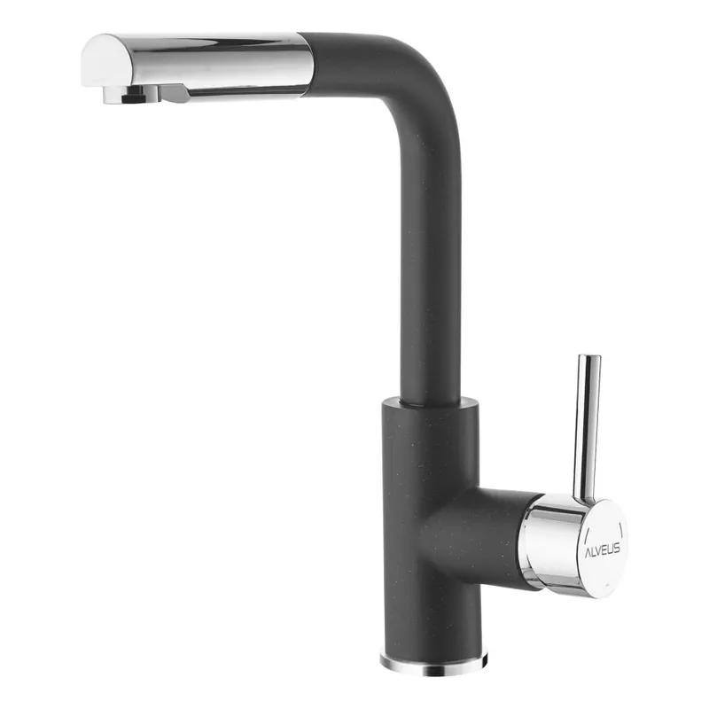 Baterie de chiuvetă cu cap de duș detașabil ALVEUS 1129048 SIROS 29,7 cm negru Livrare rapidă