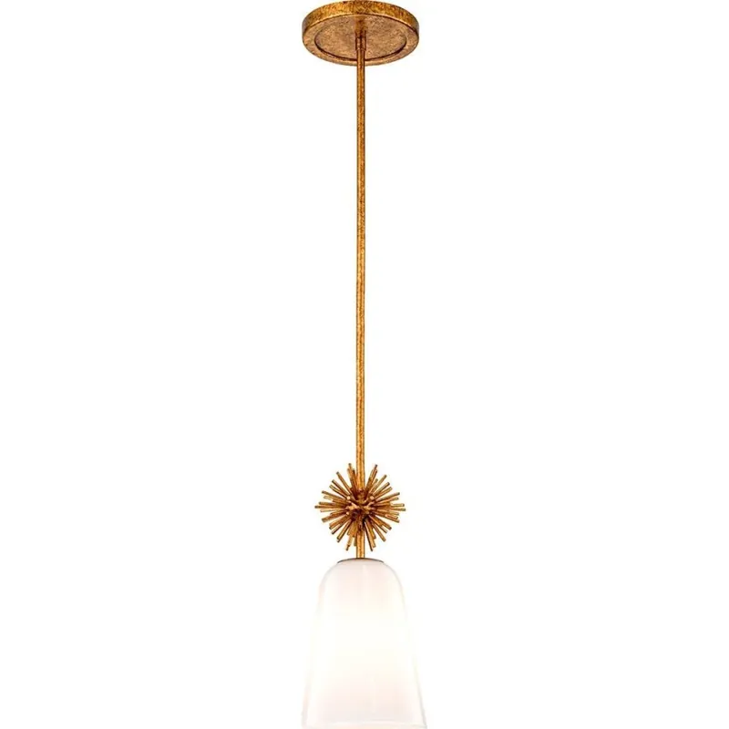 Lustră pe tijă Quoizel STARING 1xE27/40W/230V d. 18,4 cm auriu/patină/alb Cumpărături sigure