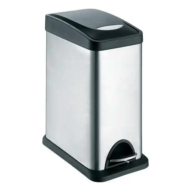 Promoție Coș de gunoi 8 l negru/oțel inoxidabil