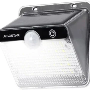 Aigostar - Lampă solară LED cu senzor, 3,7V 6500K 1200 mAh IP65, neagră Reducere