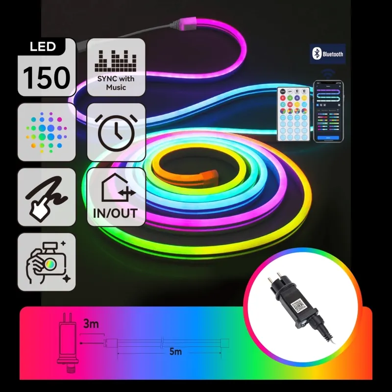 Aigostar - Ghirlandă LED RGBICW inteligentă pentru exterior MESH, 150 LED, 5 m, IP44 + telecomandă Ieftin