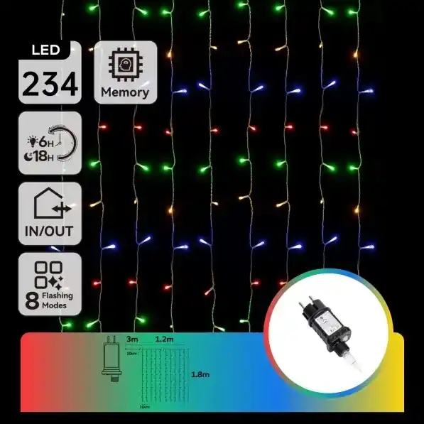 Aigostar - Ghirlandă LED pentru exterior 234 LED-uri / 8 funcții 1,2 x 1,8 m IP44 multicolor Popular