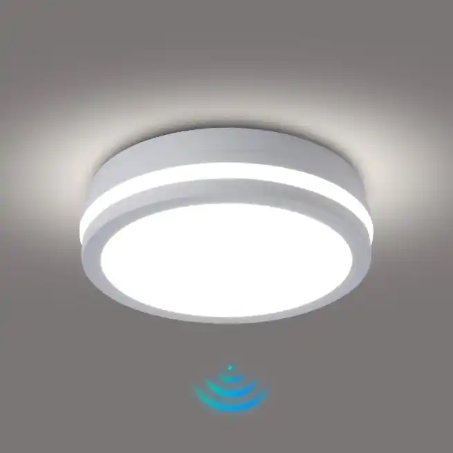 Plafonieră LED de exterior Brilagi BENE cu senzor, 18W/230V, Ø 21,5 cm, albă, IP54 Reducere extra
