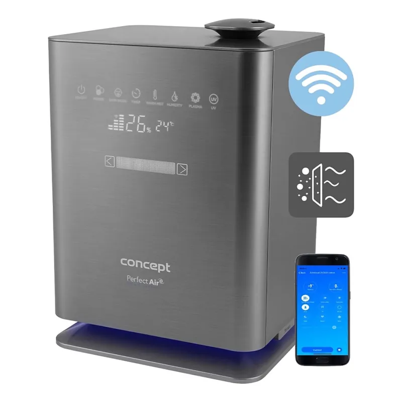 Concept ZV2021- Umidificator de aer cu difuzor de aromă PERFECT AIR SMART 4,6 l 110W/230V Wi-Fi antracit + telecomandă Calitate înaltă
