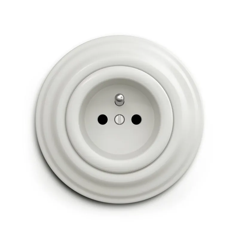 Reblig - Priză retro de perete cu ramă, 230 V, ceramică, albă Mai ieftin