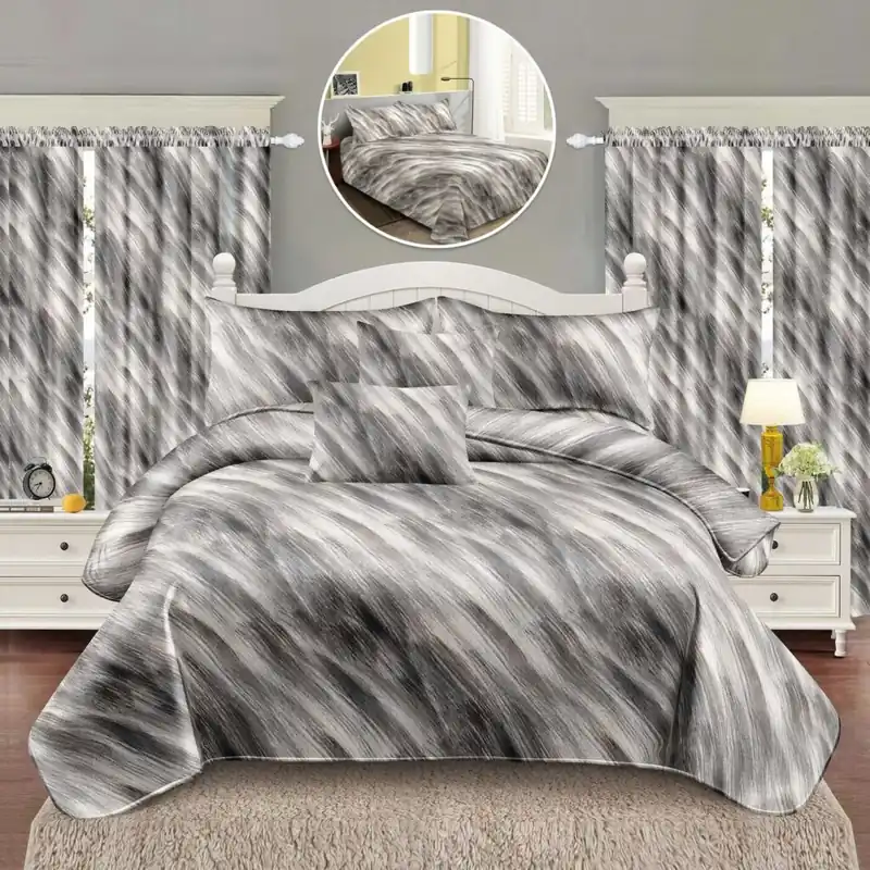 Vezi acum Lenjerie de pat bumbac finet – 6 piese + 2 Draperii | 16091-C