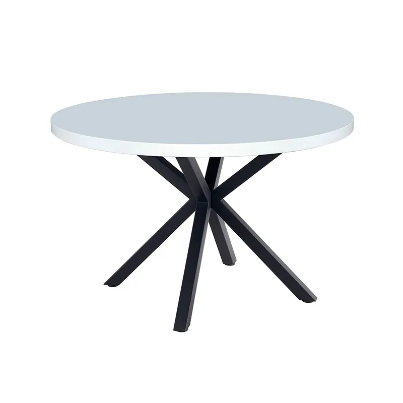 Masă de sufragerie, alb mat/ negru, diametru 120 cm, MEDOR Vezi acum