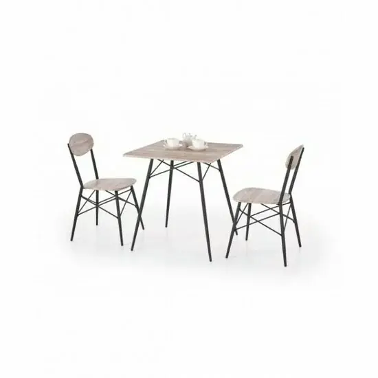 Set masă Kabir cu 2 scaune, design modern și compact, PAL melaminat, 110x70x75 cm, stejar Retur gratuit