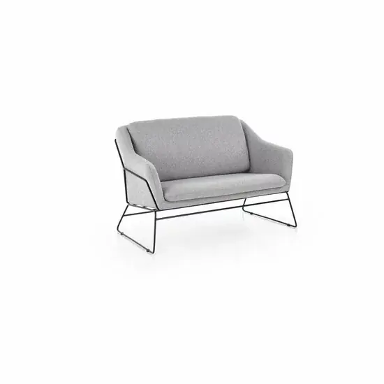 Canapea Soft 2XL, catifea premium, structură metalică și oțel mat, 125x77x83 cm, gri deschis/negru Cumpără acum