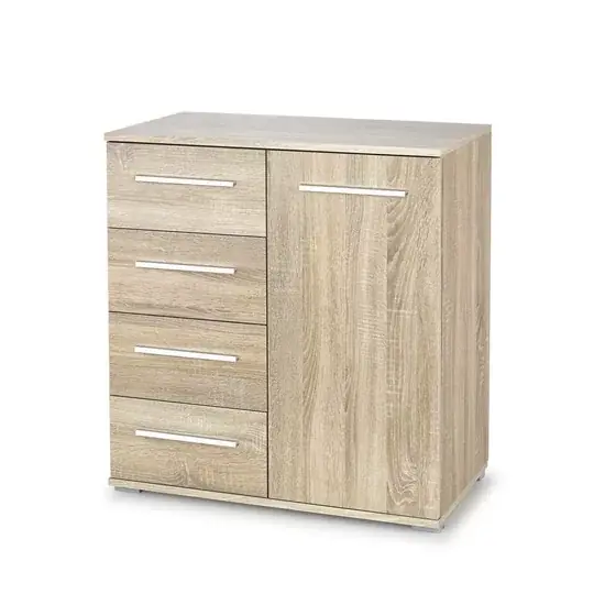 Retur gratuit Comodă Lima KM-2, compartimentare practică, PAL melaminat, 77x40x82 cm, Sonoma