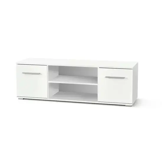 Comodă RTV1 Lima, design minimalist, PAL laminat, 137x40x44 cm, alb Popular