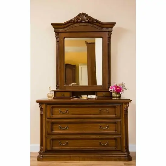 Doar azi Comodă Sonia, design clasic + finisaje premium, lemn masiv fag + MDF furniruit, 118x51.5x83.5 cm, nuc