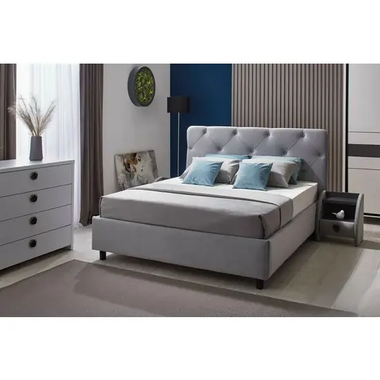 Discount Pat Cristal, gri - 160/200 cm, cu aerisire integrată și ladă, stofă