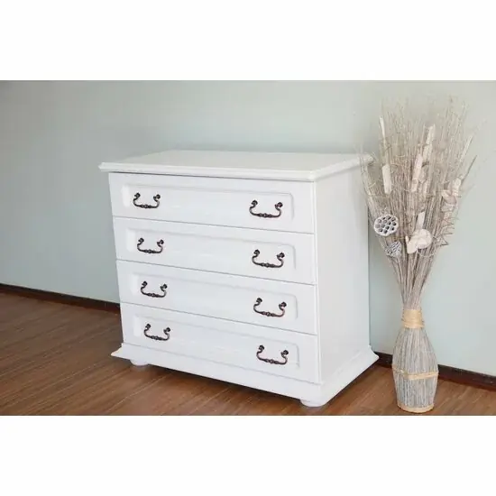 Comodă Elena cu 4 sertare, finisaj alb, 96x44x84 cm Ofertă specială
