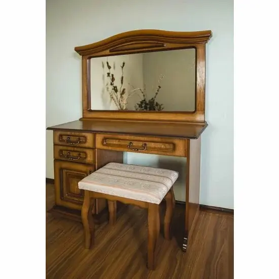 Set măsuță toaletă cu oglindă P43, stil antichizat, lemn masiv, 106x43x76 cm Cumpărături sigure