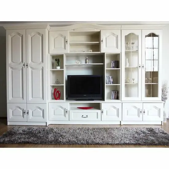 Set mobilă sufragerie Tip 2, cu 4 corpuri modulare, din PAL, 360x57x210 cm, alb crem Ofertă
