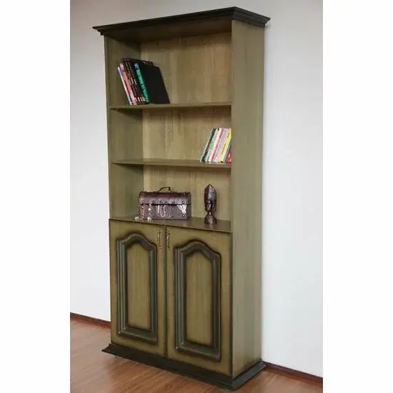 Etajeră, cu rafturi deschise, din lemn masiv, 96x36x200 cm, verde antichizat Preț mic