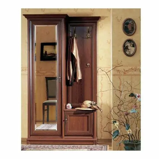 Antreu Sonata, Cuier Și Spații Depozitare Cu Oglindă, PAL Cu Cadru MDF, 110x43x204.5 cm, Castan Cel mai bun preț