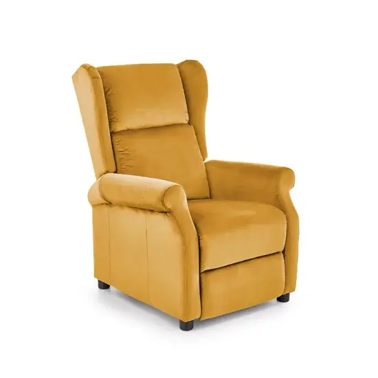 Calitate înaltă Fotoliu Agustin 2 culisant, tapițat catifea premium, funcție recliner, 75x92(160)x107 cm, galben