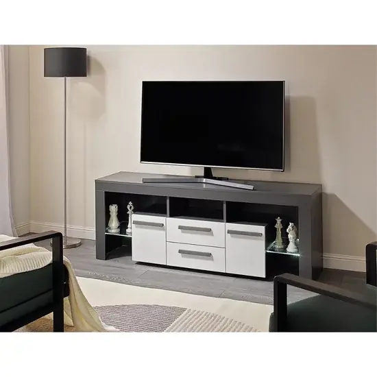 Comodă TV City - gri - 160x60x43 cm, design contemporan, PAL melaminat, spațiu generos Plată securizată