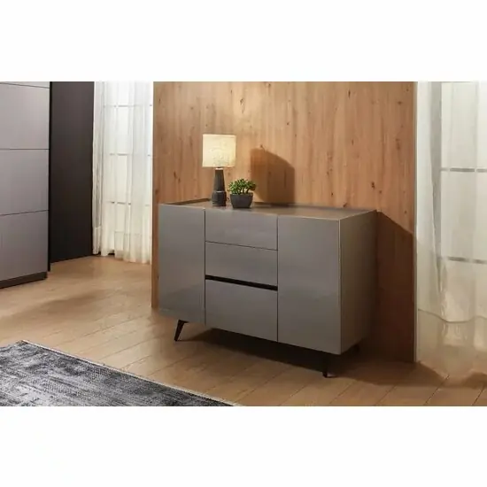 Comodă Space - gri - 110.2x48x87.3 cm, design elegant, PAL melaminat, spațiu depozitare Preț promoțional