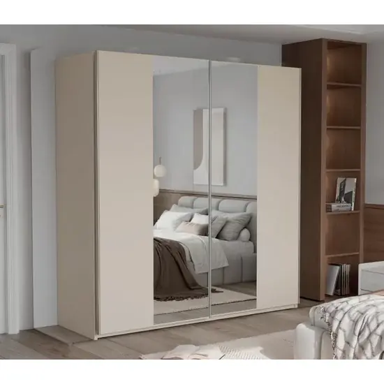 Dulap Praga cu uși glisante și carcasă din PAL melaminat, 200x565x210 cm, cashmere Preț promoțional