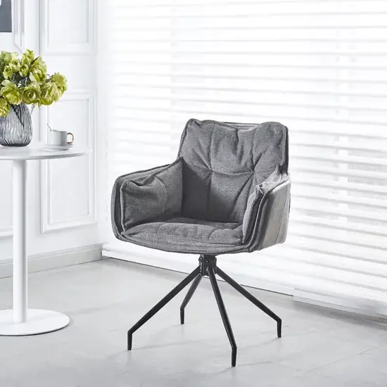 Scaun Tisso, ergonomic cu tapițerie catifelată, picioare metalice rezistente, 61x48x85 cm, gri Ofertă limitată