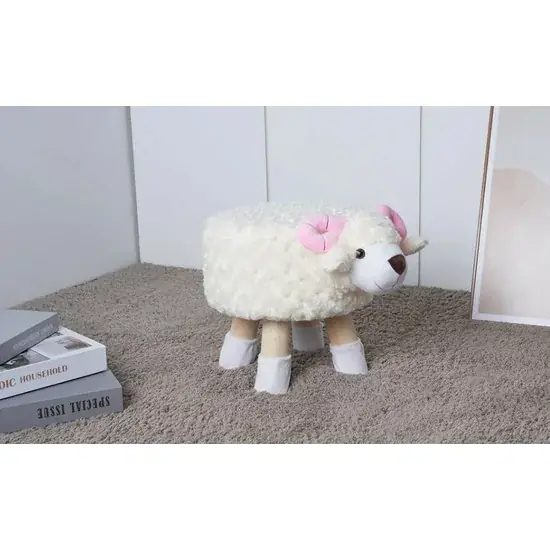 Taburet copii Oita, confortabil cu structură din lemn și tapițerie moale, 38x28x28 cm, alb Comandă acum