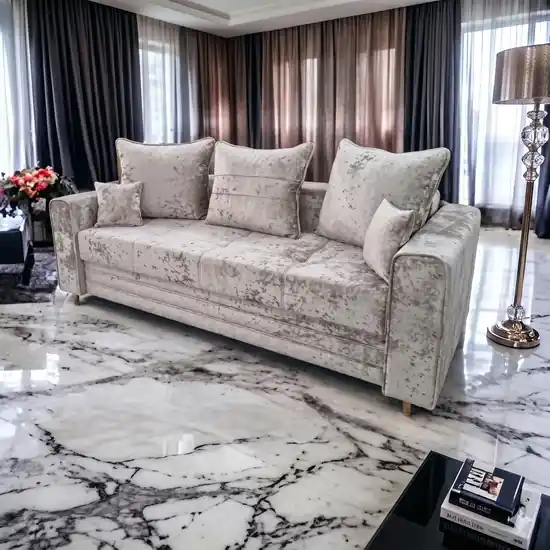 Canapea extensibilă Irina, gri - 234x100 cm, saltea micro-pocket, stofă premium Promoție