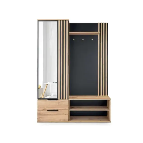 Disponibil imediat Cuier Lugo,negru - 140x40x200 cm, design modern, PAL melaminat