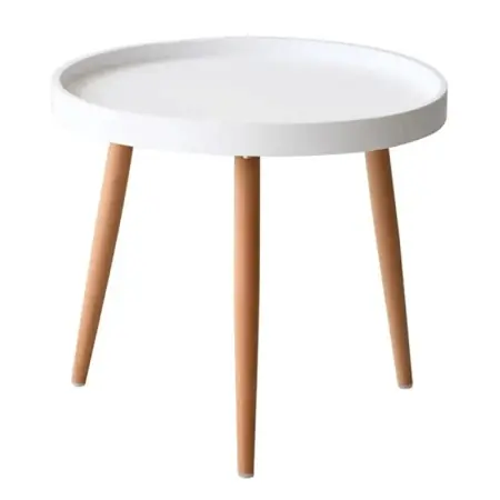 Premium Masuta cafea rotunda, AB360, cadru lemn, blat polipropilena, 49.5x44.5 cm, alb